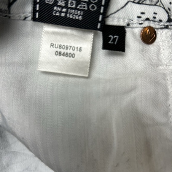 7 For All Mankind‎ Floral Skinny Jeans Women's 27 30x28 Black White Mid Rise - Picture 13 of 16